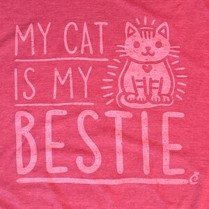 My Cat Is My Bestie Graphic Cat Tee - Pink